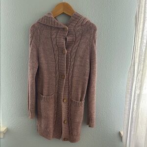 Cozy Pink Cable Knit Women's Sweater Soft Merino Wool Handmade